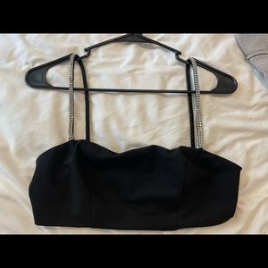 Méshki, Black cropped top with diamond straps Size S